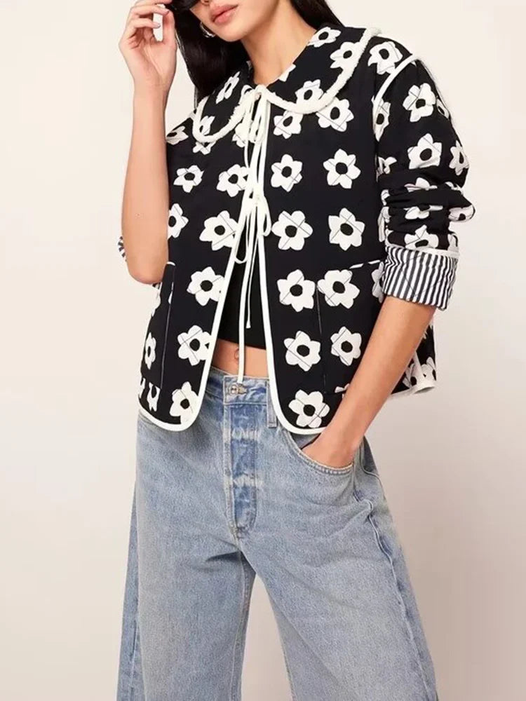 Veste matelassée réversible à fleurs bohèmes