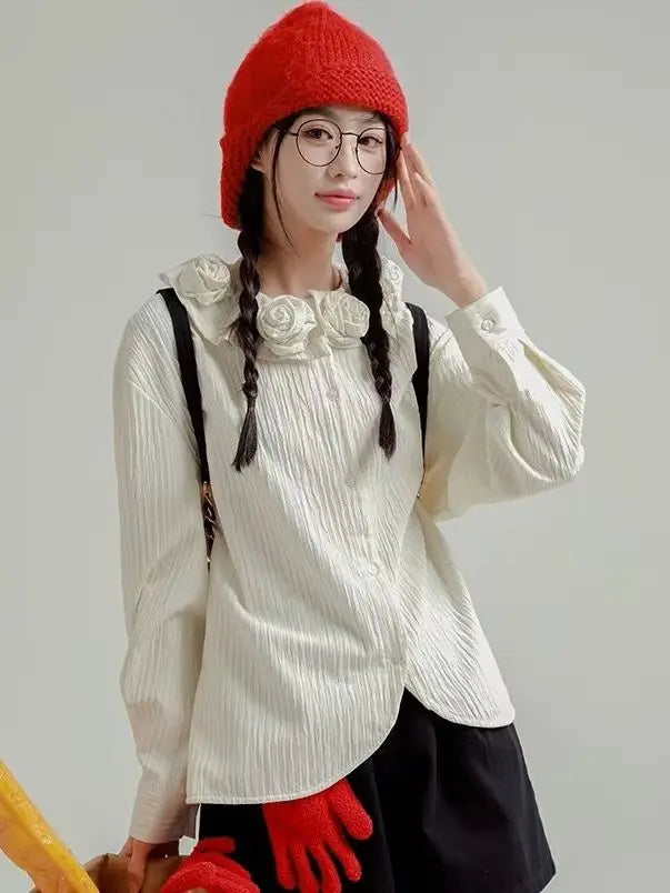 Cardigan chic à fleurs 3D printemps automne