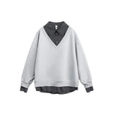 Flattering Casual Loose Striped Polo Sweatshirt