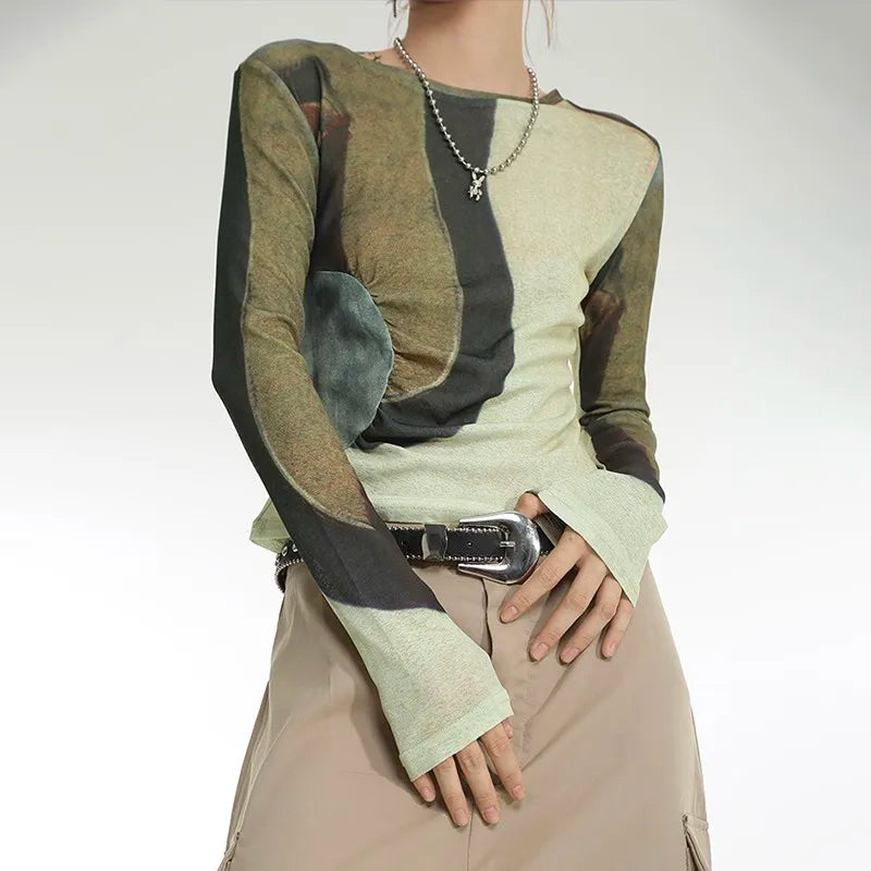 Grunge Cyber Y2K Patchwork Women's Top