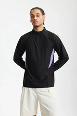 T-shirt à col zippé performant