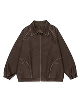Retro Oversized Used-Look Kunstlederjacke