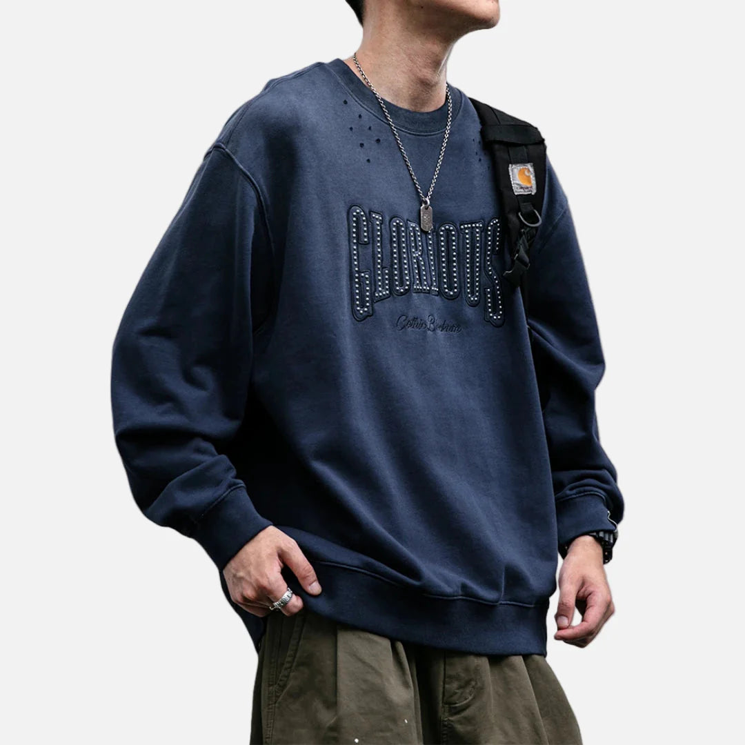 Ripped Casual Heavyweight Cotton Sweatshirt