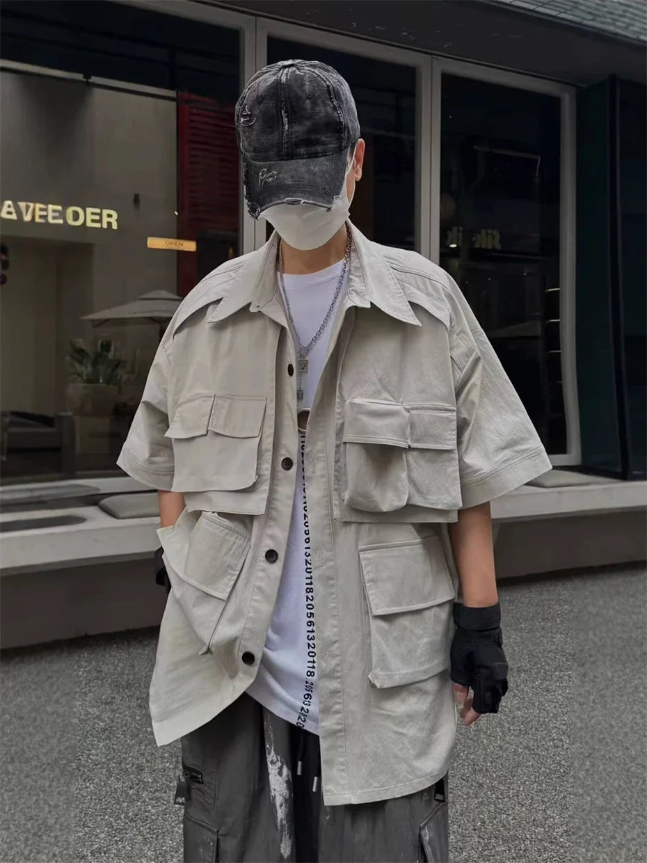 Chemise cargo surdimensionnée punk fonctionnelle et technique