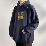 Plaid Splicing Oversized Fake Two Pieces Hoodie