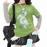 Süßes Herbst-T-Shirt mit Cartoon-Print (zweiteilig, Fake-Version)