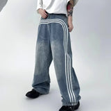 Amerikanische Vintage-Jeans mit Schleifenapplikationen und lockerer Passform