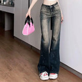 Scharfe, gerade geschnittene Jeans im Spicy Girl Style mit niedrigem Bund