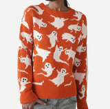 Cozy Halloween Leopard Knitted Casual Sweater