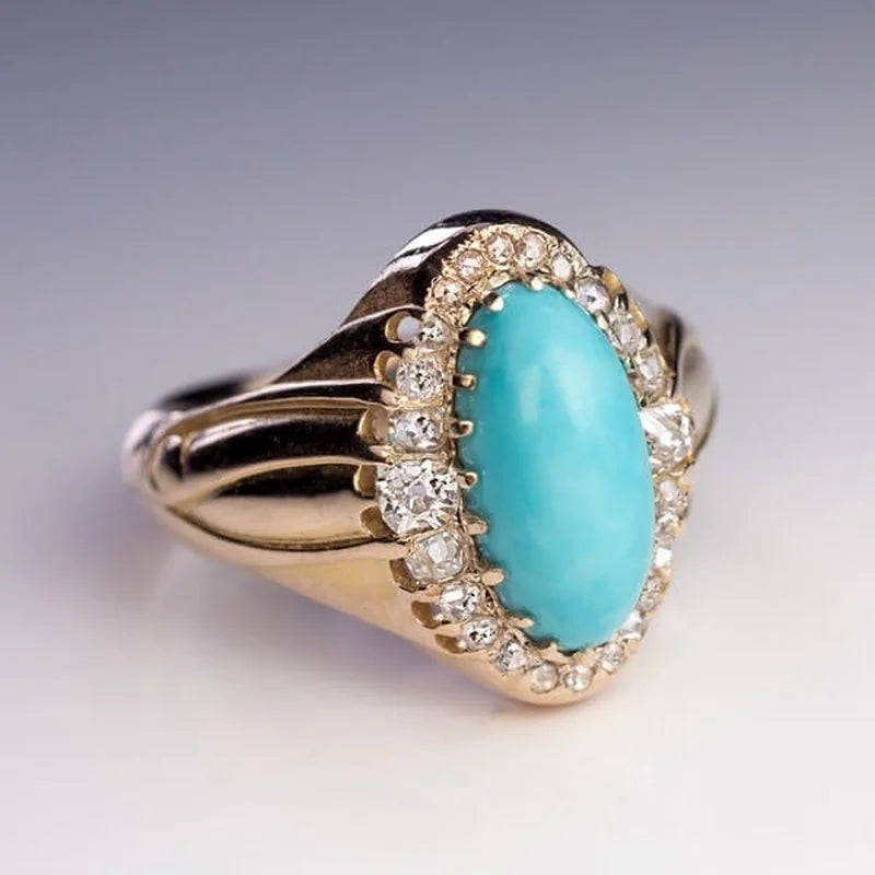 Exquisite Blue Stone Gold Ring