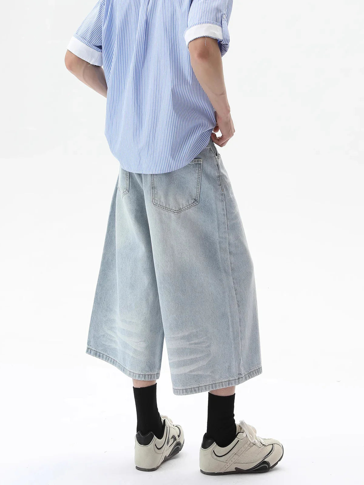 Effortless Versatile Cropped  Wide Leg Denim Jorts
