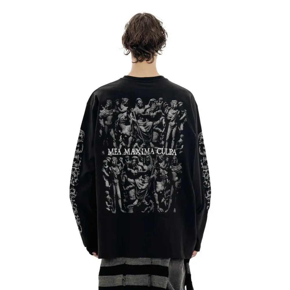 Chemise à manches longues oversize à imprimé graphique