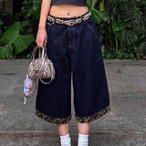 Leopard Print Patchwork Retro Cropped Jorts