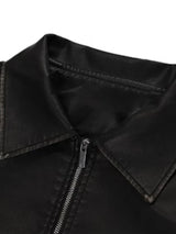 Retro Oversized Used-Look Kunstlederjacke