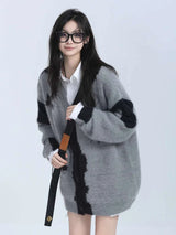 Vintage-Strickjacke mit Schmetterlings-Jacquardmuster