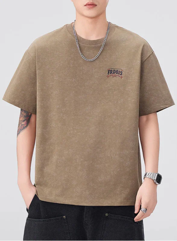 Lässiges Retro-T-Shirt mit kurzen Ärmeln aus Baumwolle