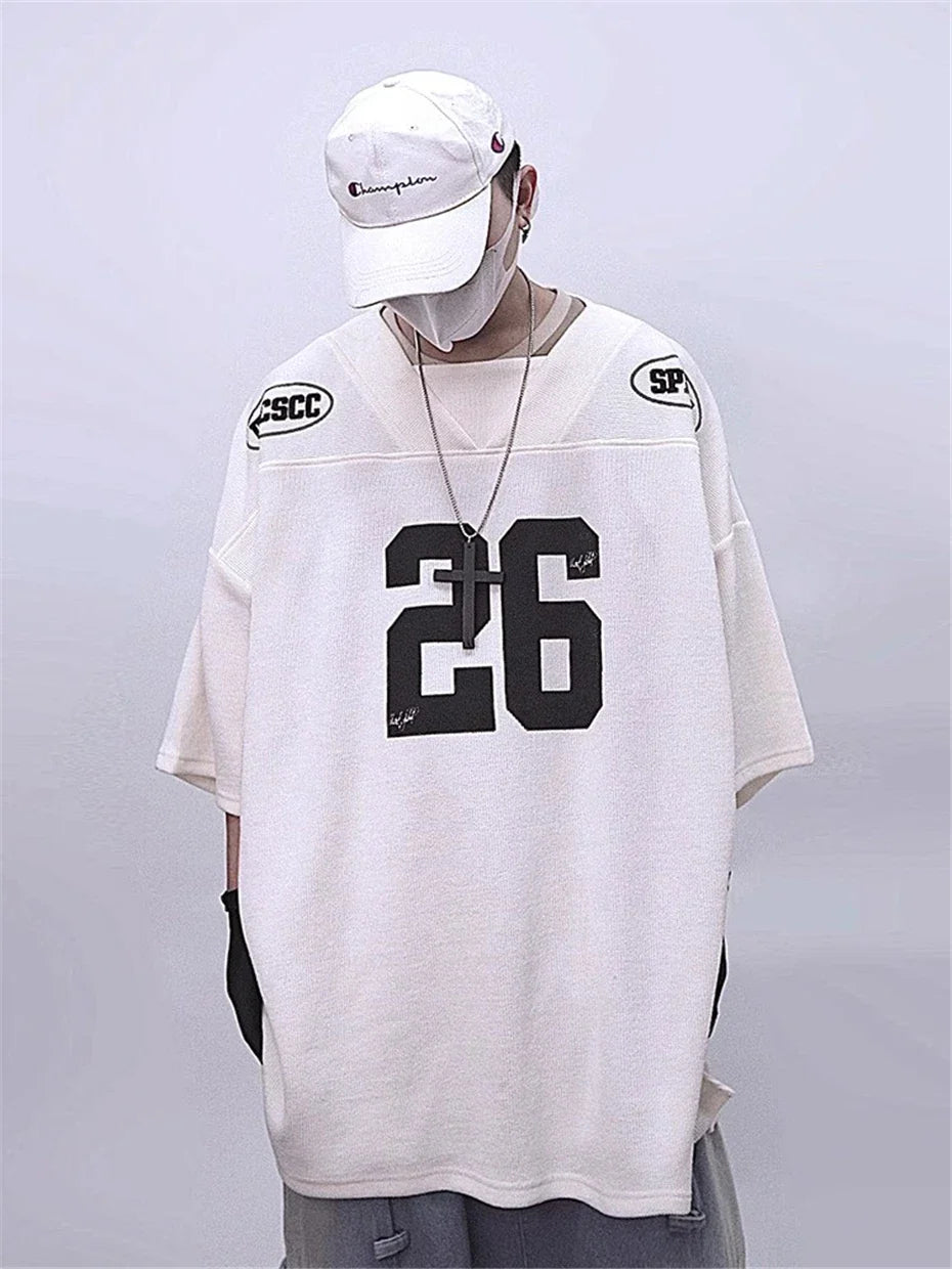 Vintage Oversized Letter Print Jersey T-Shirt