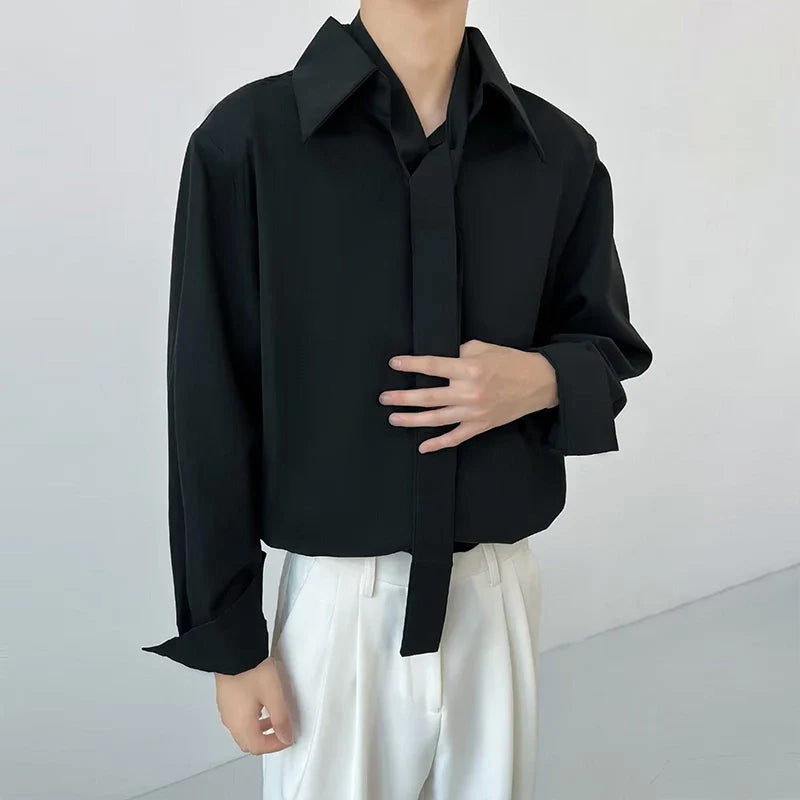 Chemise homme décontractée de luxe à revers vintage texturée
