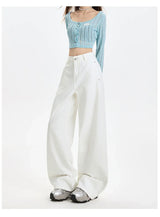 Y2K White Streetwear Wide Leg Jeans