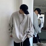 Y2K Grüner Strickpullover mit Kragen und Reißverschluss