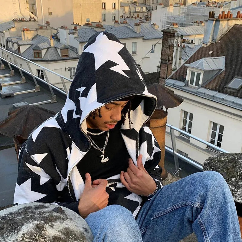 Zip-Up Grunge Hoodie