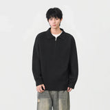 Comfortable Ribbed Knit Half Zipper Sweater