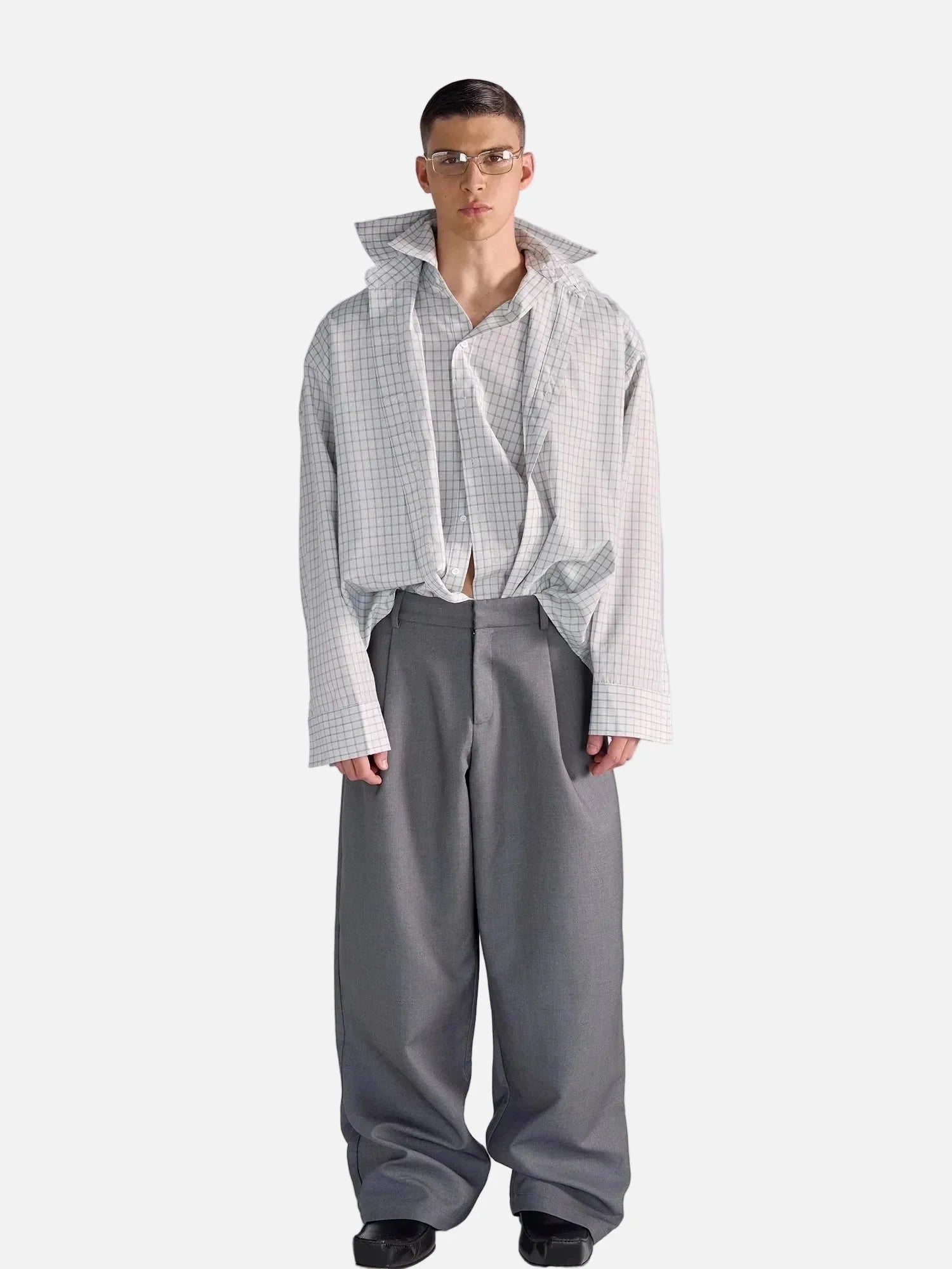 Streetwear Luxus kariertes Oversize-Fließendes Hemd