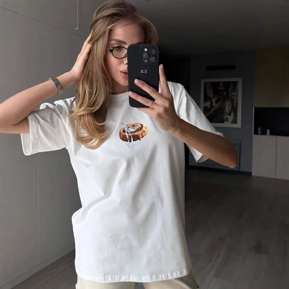 高品質プリント Y2K ルーズTシャツ
