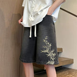 Baggy Embroidered Denim Shorts