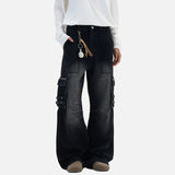 Functional Multi-Pocket Straight Leg Denim Jeans