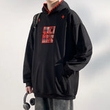 Plaid Splicing Oversized Fake Two Pieces Hoodie
