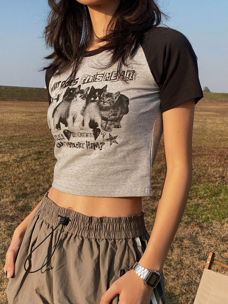 Niedliche Katzen-Crop-Tops