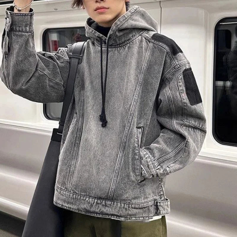 Vintage Japanese Style Denim Hoodie