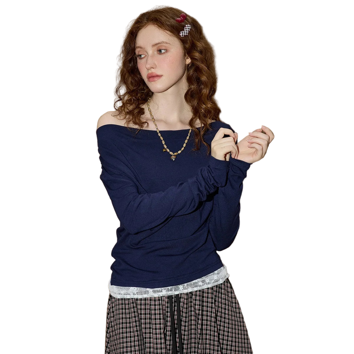 Asymmetric Lace Trim Women’s Smocked Boho Chic Top