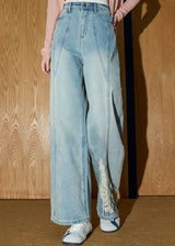 Strapazierfähige High-Waist-Jeans mit Used-Look und geradem Bein