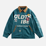 Spring Streetwear Embroidered Cargo Varsity Jacket