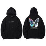 Schmeichelhafter, farbenfroher Hip-Hop-Hoodie mit Schmetterlingsprint