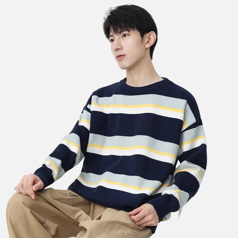 Pull d'hiver confortable à rayures hip-hop