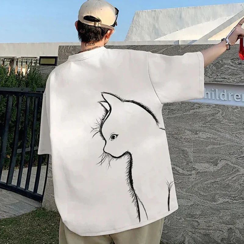T-shirt minimaliste à profil de chat