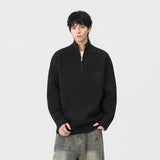 Soft Ribbed Knit Mock Neck Half Zipper Sweater