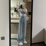하이웨이스트 스트레이트 데님 팬츠