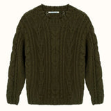 Women Vintage Green Knitwear Casual Sweater