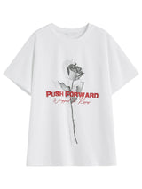 Women Vintage Cooling Rose Print Loose Fit T-Shirt