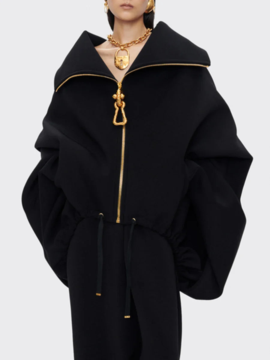 Veste élégante pour femme, ample et zippée, à empiècements apparents