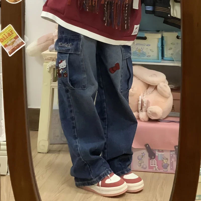 Pantalon cargo brodé Y2K
