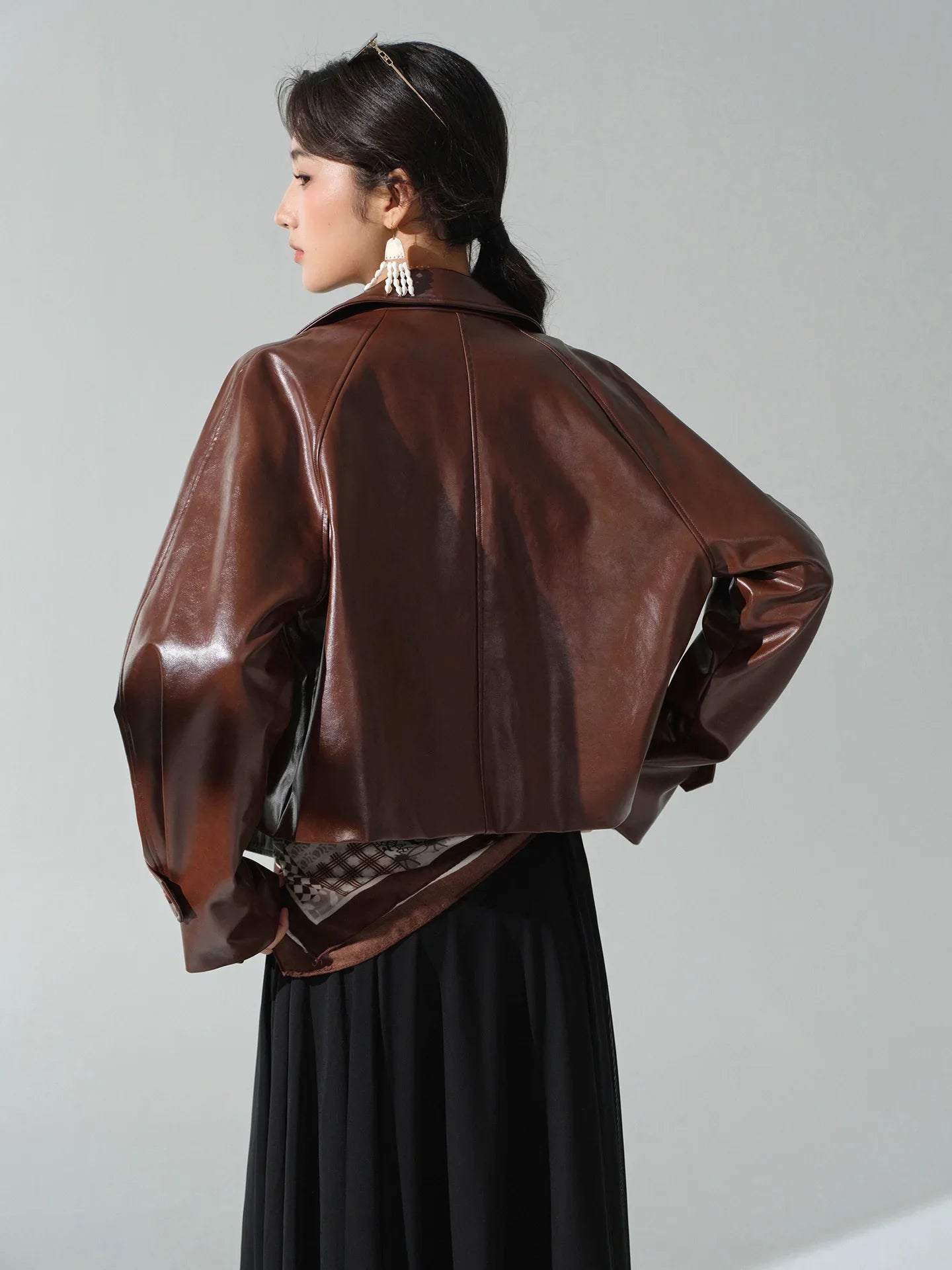 Schicke Motorradjacke aus PU-Leder im Hongkong-Stil