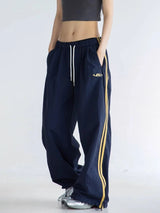 Women Casual Vintage Striped High Waist Sweatpants