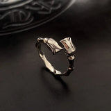 Adjustable Retro Rose Bud Cool Open Ring