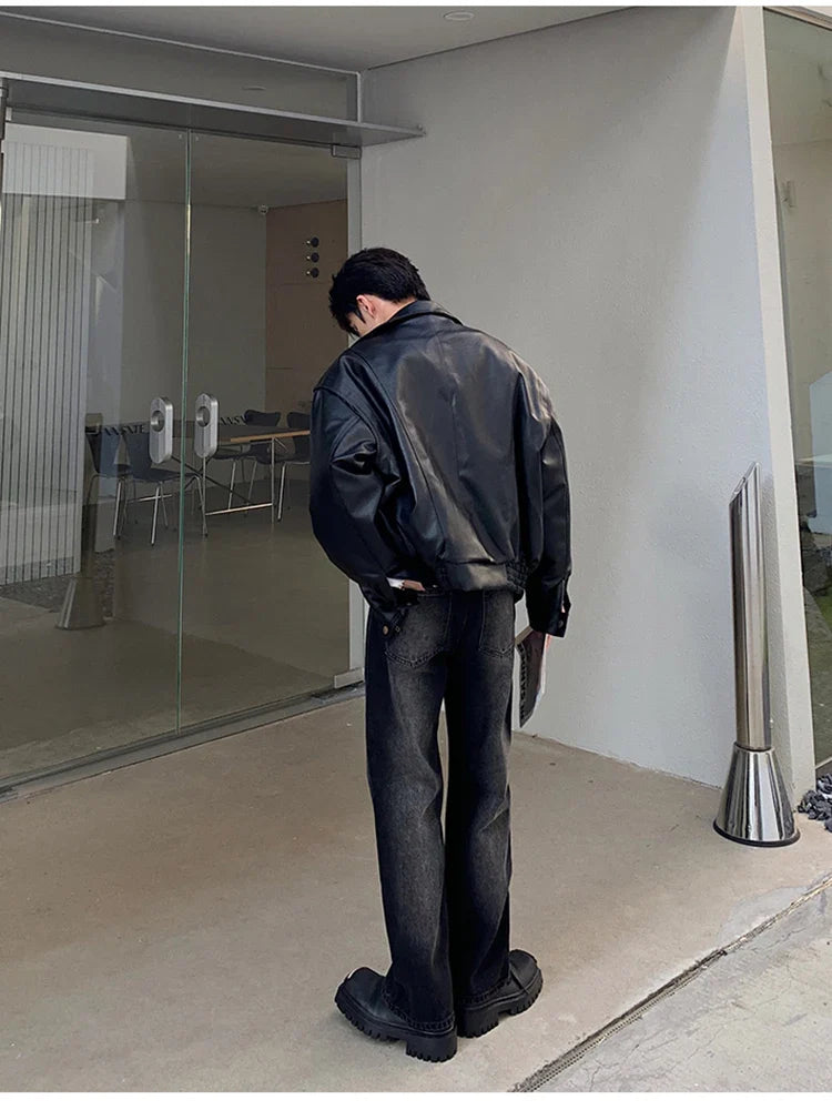 Veste en cuir PU noir épais et chaud