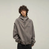 Punk Oversized Letter Embroidered Stand Sweatshirt